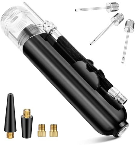 Ball Pump Dual Action Inflate Air Pump with 3 Needles 2 Presta Valve and 2 Nozzles for All Exercise Balls Volleyball Pump Bikes Basketball Football & Soccer Ball, Black