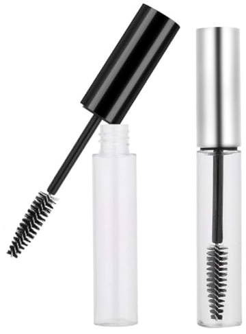 BinPhorm Leere Mascara Tube, 2 PCS 10ml Nachfüllbare Mascara Flasche mit Wimpern Zauberstab, Wasserabweisend, Schwarz, Silber