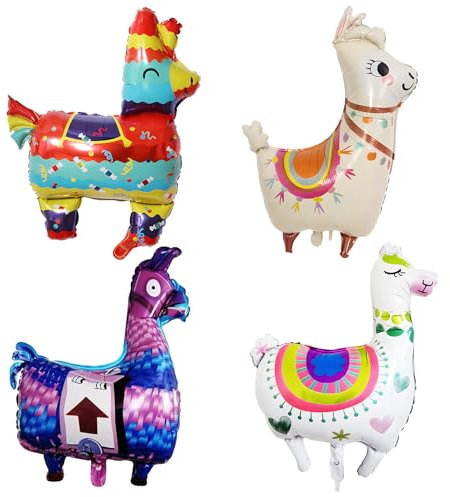 4 Stück Folienballon Lama, Folienballon Alpaka, XXL Alpaka Luftballon, Gigante Alpaka Tiere Helium Ballons, für Kinder Geburtstag Party Hochzeit Kinder Geschenk JGA Dekoration Tierballons Laufen