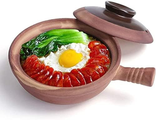 Ceramic Casserole Earthen Pot Casserole Dish Single Handle Unglazed Casserole, High Temperature Resistance, Household Clay Pot
