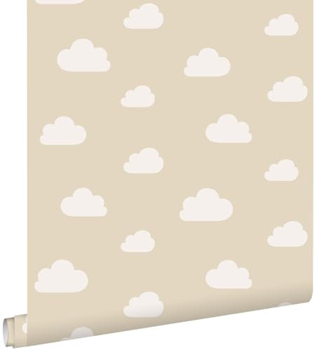 papier peint petits nuages beige 0.53 x 10.05 m - ESTAhome
