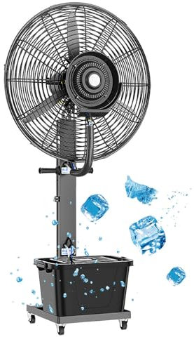 Ventilatore Nebulizzatore, Ventilatore a Piedistallo Oscillante Commerciale per Esterni, 3 Velocità di Raffreddamento, Oscillazione a 90°, Impermeabile, per Patio Esterno Cortile(650mm(26 inch))