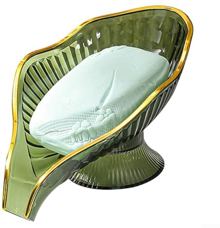 Transparenter Seifenhalter, Blatt-Design, rutschfeste Seifenschale für Badezimmer (grün)