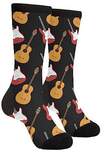 EujGvboU Lustige Herren-Socken, verrückte Socken, modische Freizeitsocken, gitarre, Einheitsgröße