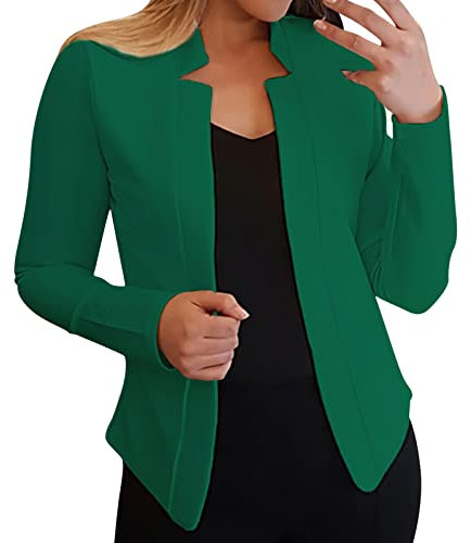 H & M Online Shop Lässiger Büro- mit Taschen für Damen, drapierte Strickjacke mit offener Vorderseite, Arbeitsanzug Mäntel Damen Winter Schwarz (Army Green, M)