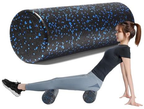 High Density Foam Roller, Smooth Foam Roller, Muscle Recovery Roller, Portable Compact Roller, Yoga Pilates Foam Roller, 45cm/17.72 Inches, Blue And Black Or Back Legs Arms