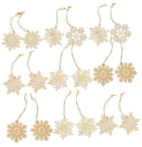 GARVALON Holz Schneeflocke Ornamente Hängend Weihnachtsbaum Dekoration Party Zubehör Fenster Weihnachten Schmuck Requisiten
