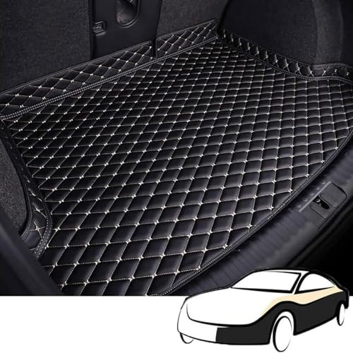 BQKCD Auto Leder Kofferraummatten für Renault Arkana 2021-2023, Maßgeschneiderte Cargo Teppich Schutzmatte Wasserdicht Antirutschmatte Innenraum ZubehöR,B/Black and White