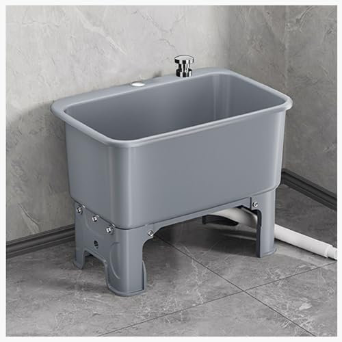 MNIHSFRTY Fregadero de plástico para Uso General, Fregadero Independiente, fregaderos para lavandería y tinas para Uso General, Fregadero de plástico para lavandería con Grifo, mangueras y k