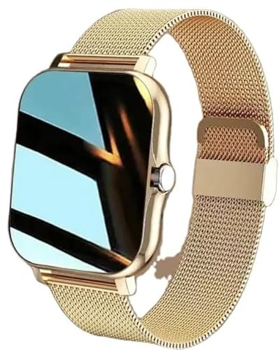 SEND UP Ultra-delgado reloj inteligente de 1,69 pulgadas pantalla cuadrada Bluetooth llamada IP67 impermeable largo espera smartwatch con funciones de frecuencia cardíaca, sangre, etc. (oro)