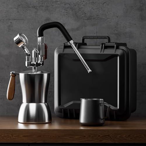 FEVKFTXF Montalatte a Vapore, montalatte da Campeggio a casa, Moka Portatile, scaldalatte e montalatte,A