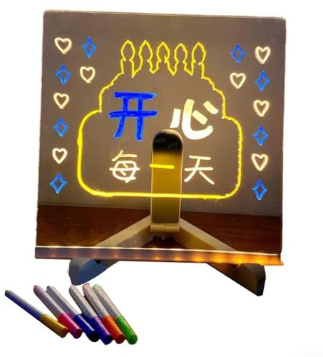 Tableau noir lumineux en acrylique pour étude de nuit, tablette d'écriture portable effaçable (2)