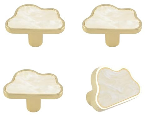 MOROBOR Decorative Cloud Kitchen Cabinet Knobs, 6 Pack Shell White Creative Dresser Drawer Pulls Furniture Cupboard Door Pull Handles Single Hole Zinc Alloy Knob