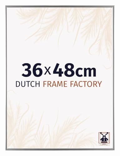Dutch Frame Factory - Bilderrahmen 36x48 cm Silber Hochglanz - Kunststoff | Antireflex-Acrylglas aus Kunststoff, Wandmontage, Geeignet für Fotos, Poster und Puzzles, Easy, Made in Holland
