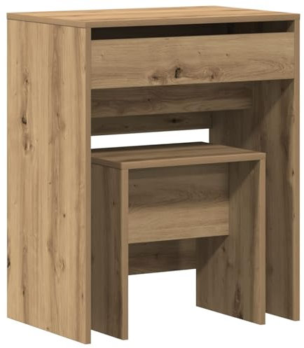 vidaXL Schminktisch Eiche handwerklich 60 x 40 x 75 cm Holzwerkstoff, Moderne Schminkecke, platzsparender Tisch, schicker Organizer, stilvoller Kommode für Dein gemütliches Zuhause