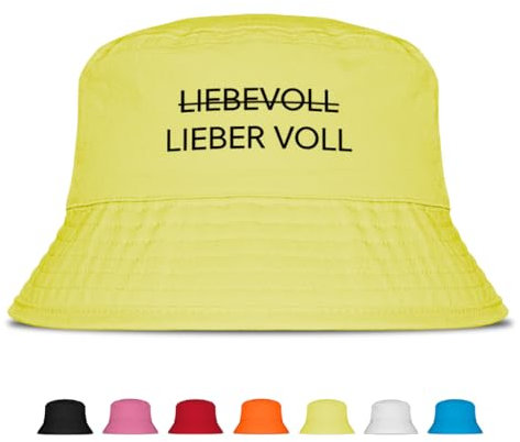 Prozente Momente Lieber Voll – Lustiger Fischerhut für JGA, Mallorca & Party – Anglerhut für Männer & Frauen – Festival Sommerhut (Gelb)