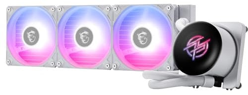 MSI MPG CORELIQUID P13 360 WHITE AIO CPU Liquid Cooler - Full-Plane & Screwless Copper Base, Improved Water Channel Design, ARGB GEN2, CycloBlade 9, Split-Flow Radiator, Rifle Bearing Fans