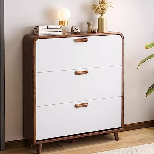 Modern Narrow Entryway Shoe Cabinet Freestanding with Tilt Out Bin Stylish Storage Solution for Hallway Entryway and Small Spaces