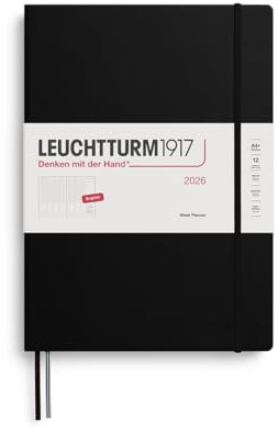 LEUCHTTURM1917 372752 Wochenplaner Master (A4+) 2026, Schwarz, Englisch