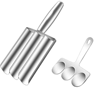 Yuelulala Triple Tube Meatball Maker with Cutting Spatula Stainless Steel Meatball Making Tool Manual Meatball Former for Shrimp Balls Utensil Quick Cooping Cookie Dough Sorbet(A139-1)