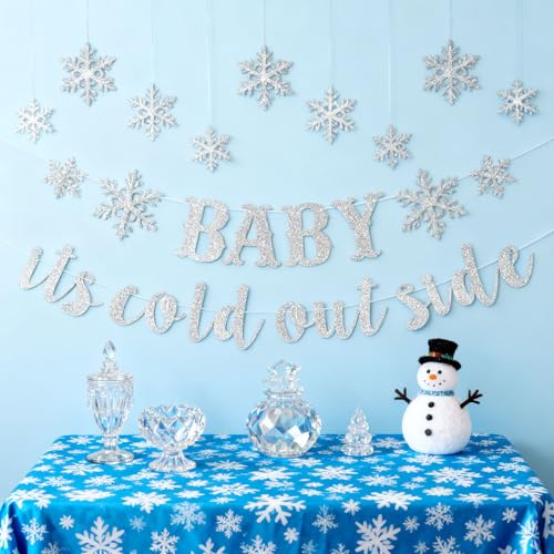 Baby It's Cold Outside Dekorationen Banner für Winter Gender Reveal Winter Baby Shower Dekorationen Schneeflocke Girlande ​