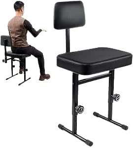 Verstellbare Klavierbank mit Rückenlehne - Höhenverstellbarer, gepolsterter Hocker Sitz für Keyboard Klaviermusiker Schwarz