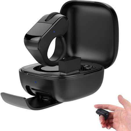 Tiktok Scrolling Ring Fingermaus mit Touchpad, Mini Bluetooth Wiederaufladbare Tragbare Maus mit Ladehülle, Fernbedienung für Kamera/Video/Kindle App/PPT, für PC Laptop Smartphone Tablet (Schwarz)