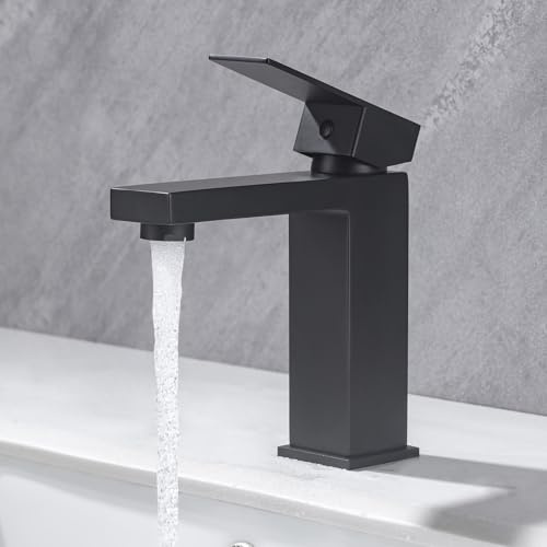 BuntHaus Grifo de Baño Monomando Negro Mate de Acero Inoxidable para Lavabo | Grifo Lavabo para Baño, Mezclador de Lavabo con agua Fría y Caliente, Aireador Desmontable, Grifería Moderna y sin Plomo