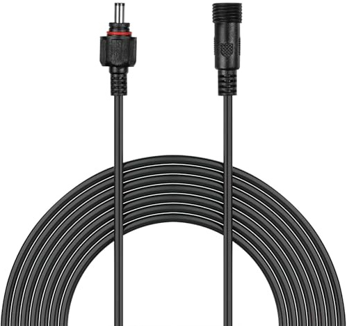 Solar Water Pump Dc Extension Cable, 5m Copper Silicone Lead | 2.1mm X 5.5mm Connector, Black Replacement Cord, for Garden Features, Outdoor Monitoring Equipment