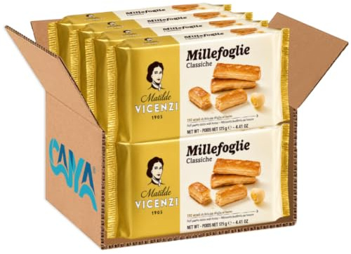 8X Matilde Vicenzi Millefoglie Classiche – Sfogliatine Dolci al Burro con 192 Strati di Pasta Sfoglia Croccante e Friabile, Pasticcini Italiani 125g