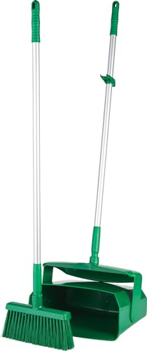 Remco 62502 Lobby Dustpan with Broom, Polypropylene/Polyester/Aluminum, 7 X 14 Bin, 37 Handle, Green