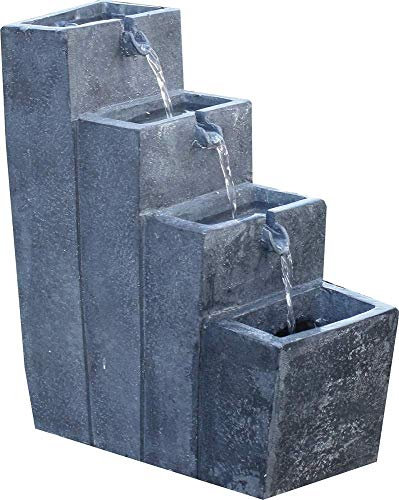 linoows Wasserspiel, Zierbrunnen Quadro mit Pumpe Brunnen für innen und außen, Polyresin