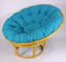 Rattan Papasansessel,Papasan Durchmesser 110 cm, Fb. Honig, Polster Uni Living 454 türkis