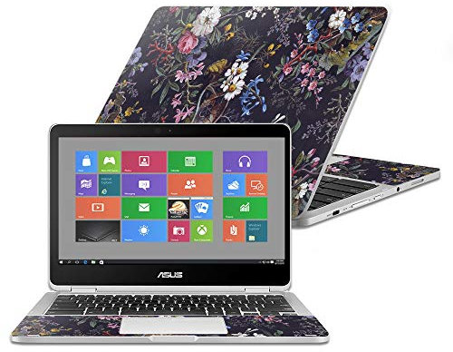 MightySkins Skin Compatible with Asus Chromebook Flip C302CA 12.5 (2016) - Midnight Blossom | Protective, Durable, and Unique Vinyl Decal wrap Cover | Easy to Apply, Remove | Made in The USA