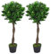 Leaf Design UK Pair of Artificial Bay Topiary Ball Trees, Green Twist, 90cm (3ft)