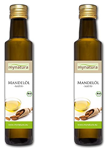 Mynatura Bio Mandelöl 2x 250ml I Nativ I Kaltgepresst I Rohkostqualität I Vitaminreich I Hautpflege I Vegan I Naturkosmetik I DE-ÖKO-044 I (2 x 250ml)
