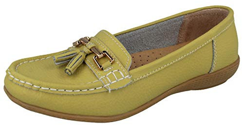 Mocasines planos náuticos con borla de cuero real para mujer, zapatos náuticos, talla 3-8 (4 UK, lima), verde lima, 37 EU