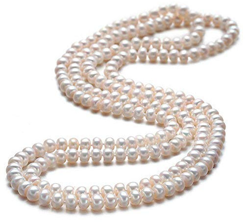 Pearl Necklace Drop Beaded 150cm Long Chain Rope Bead Wedding Bridesmaid Bridal Art Deco Fashion Faux Pearls Flapper Beads Cluster Long Pearl Necklace