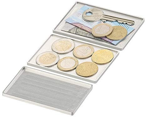 Xcase Münzfach: 3er-Set Geld- & Schlüssel-Einschubfach für Kreditkarten-Etuis, silbern (slim-Wallet-Münzfach, Mini, Schlüsselring)