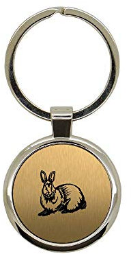Porte clé en métal or brossé Lapin 2 rond gravure laser