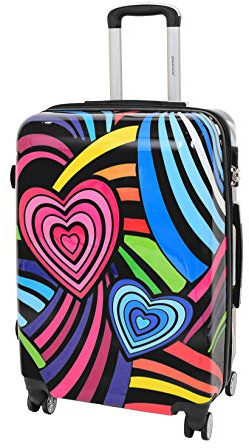 A1 FASHION GOODS Suitcase Travel Bags Expandable Hard Shell Multicolour Hearts 4 Wheel Luggage (Medium 66x42x26cm, 3.7kg)