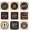 Posavasos Originales cartón Kraft 600 g/m², diseño Retro, Vintage, Profesionales para hostelería, Un Solo Uso Recomendado, Cerveza - 9 uds