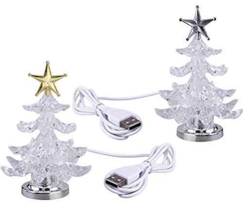 SOLUSTRE 2 Stücke Weihnachtsbaum Nachtlampe LED Mini Christbaum Nachtlicht USB Schreibtischlampe Bunte Licht Weihnachten Tischlampe Party Festival Schlafzimmer Weihnachtsdekoration Geschenk