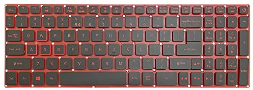 GinTai Laptop US Keyboard Red Lettering with Backlit Replacement for Acer Nitro 5 AN515-31 AN515-41 AN515-42 AN515-51 AN515-52 AN515-53 AN515-53-55G9 LG5P_A52BRL NKI151306B G5P_A53BRL NKI151306FT