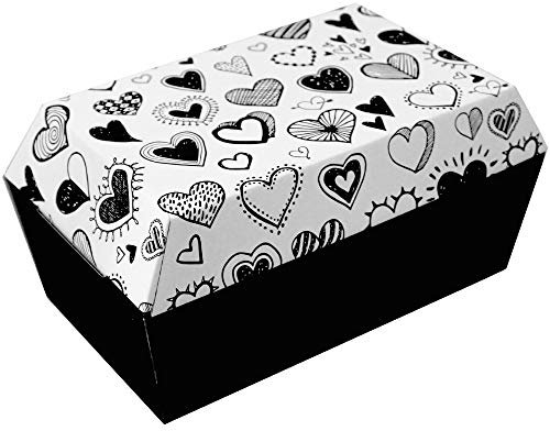 Bestlivings Haustiersarg, Tiersarg in vers. Größen, aus Wellkarton (biologisch abbaubar) - Tiersarg Bedruckt S - 200x125x95mm - Design: Herzen