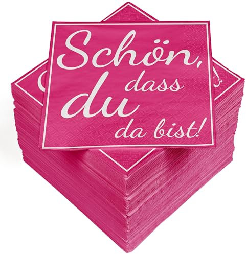 Heku 30243-126: 100 Servietten, 3-lagig, Schön dass du da bist pink, sonstige