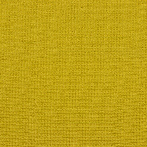 (11,98€/m) Waffelpique Waffelstoff 100% Baumwolle - uni VIELE FARBEN (Senfgelb)