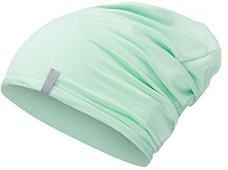 Mikos* Damen Mütze Bamboo Sommer Frühling Soft Beanie für Damen Herren Kind Mädchen Jungen Sommer Dünne Leichte Atmungsaktiv Long Slouch Beanie Chemo Kopfbedeckung(700) (Minze, XS-S)