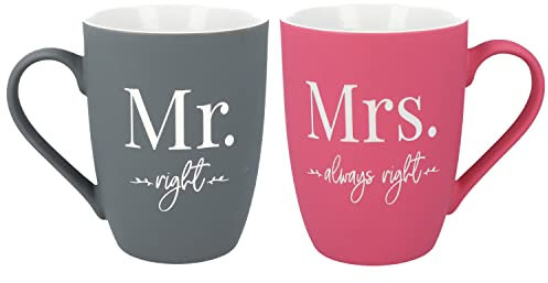 MR & MRS Tassen-Set im Geschenkkarton · SOFT-TOUCH-Silikonoberfläche · 350ml Kaffeetassen · Hochzeitsgeschenk · elegantes Design · Geschenk Ehepaar · Verlobung