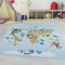 Kinderteppiche für Kinder Weltkarte Tiere Spielteppich Waschbar Jungen & Mädchen Teppich für Kinderzimmer Babyzimmer Spielzimmer Läufer Teppich in Farbe: Blau, Grösse: 80 x 120 cm